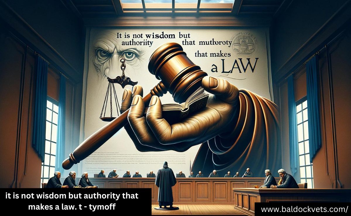 It is Not Wisdom but Authority That Makes a Law. T - Tymoff - Baldock Vets